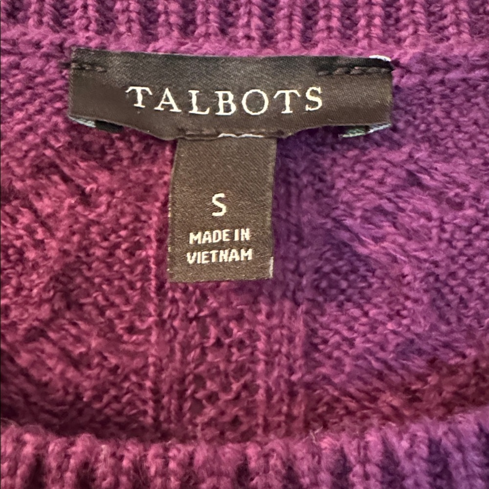 Talbots crewneck cable knit sweater - Small - Magenta - Picture 2 of 6
